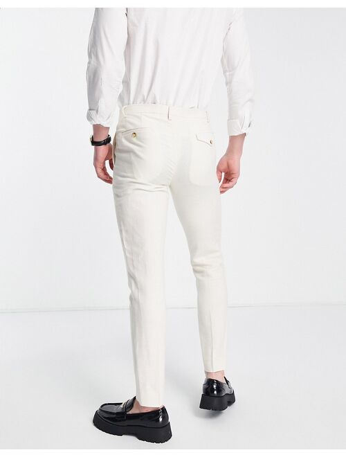 Twisted Tailor pegas slim fit suit pants in off white