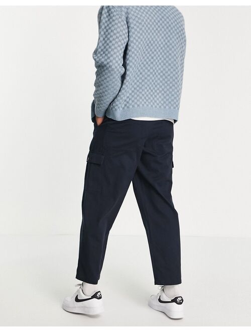 Farah Greenport loose fit cargo pants in navy