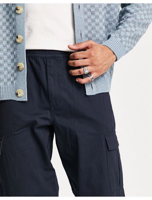 Farah Greenport loose fit cargo pants in navy