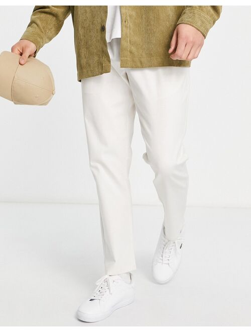 ASOS DESIGN slim chinos with elasticated waist in cream