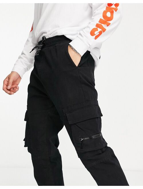 Bershka cargo pants in black