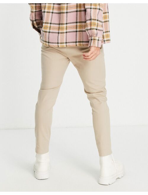 ASOS DESIGN skinny chinos with elasticated waist in beige