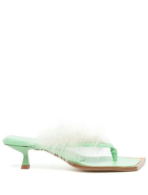 Rejina Pyo Lorna feather-trim sandals