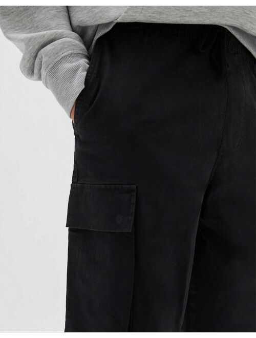 Pull&Bear utility cargo pants in black