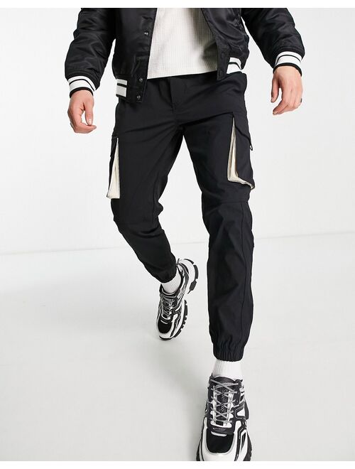 Jack & Jones Intelligence technical cargo pants in black