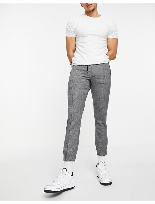 ASOS DESIGN slim pants with elasticized waist in textured gray