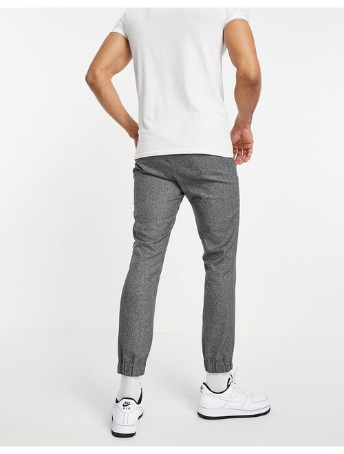 ASOS DESIGN slim pants with elasticized waist in textured gray