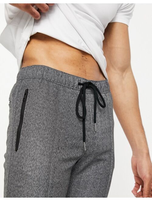 ASOS DESIGN slim pants with elasticized waist in textured gray