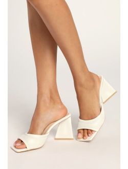 RAID Marinda White Sculpted High Heel Slide Sandals