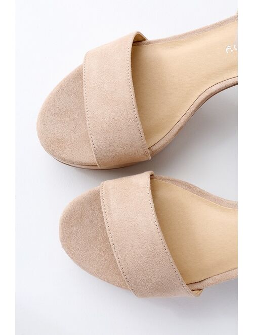 CL by Laundry Go On Light Nude Suede Platform Ankle Strap Heels