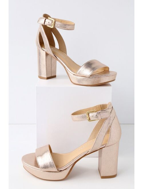 CL by Laundry Go On Light Nude Suede Platform Ankle Strap Heels