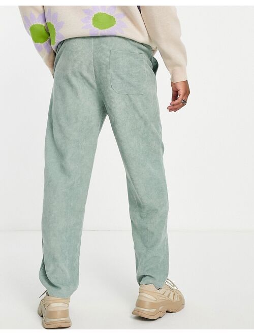 Reclaimed Vintage inspired cord pull on pants in washed sage