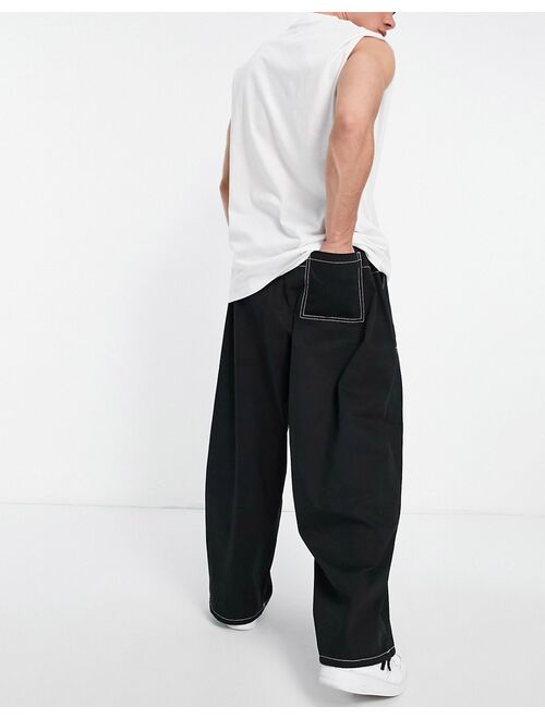 ASOS DESIGN loose fit pants with contrast stitch in black