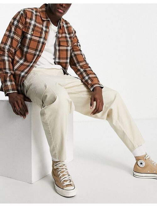 ASOS DESIGN oversized tapered cargo pants in beige