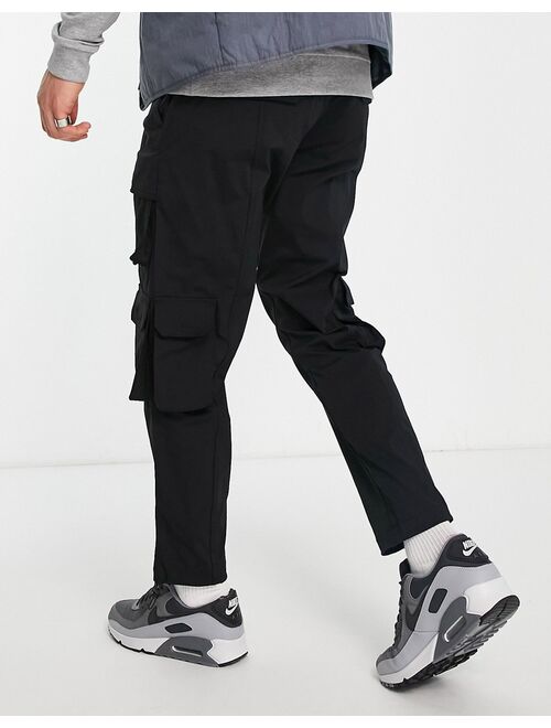 Jack & Jones Intelligence wide fit technical cargo pants in black