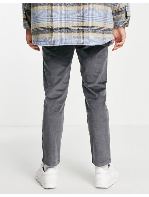 River Island relaxed corduroy pants in gray