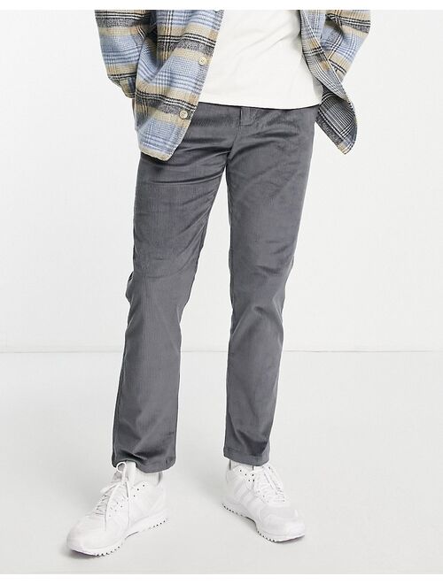 River Island relaxed corduroy pants in gray