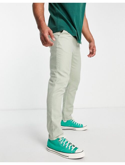 ASOS DESIGN linen mix slim pants in light khaki