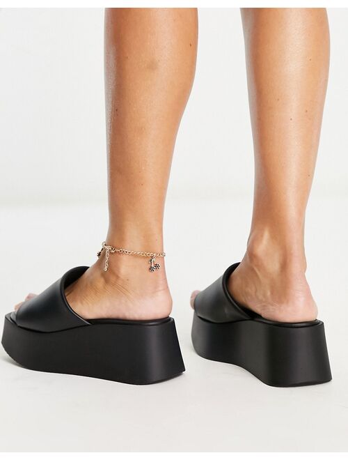 Kaltur flatform chunky sandals in black recycled PU