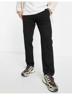 Selected Homme straight fit linen mix pants in black