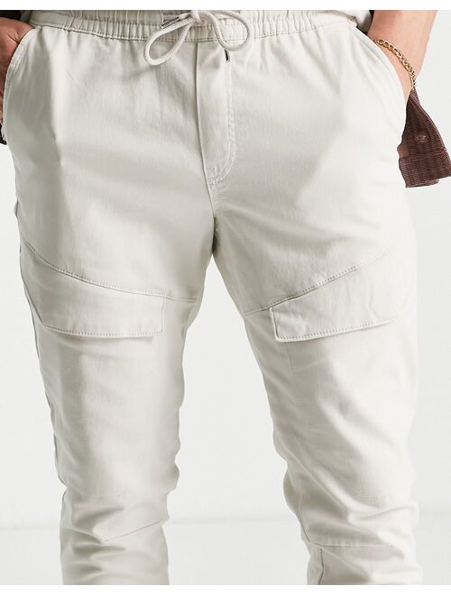 Jack & Jones Intelligence cargo pants with front pocket in ecru