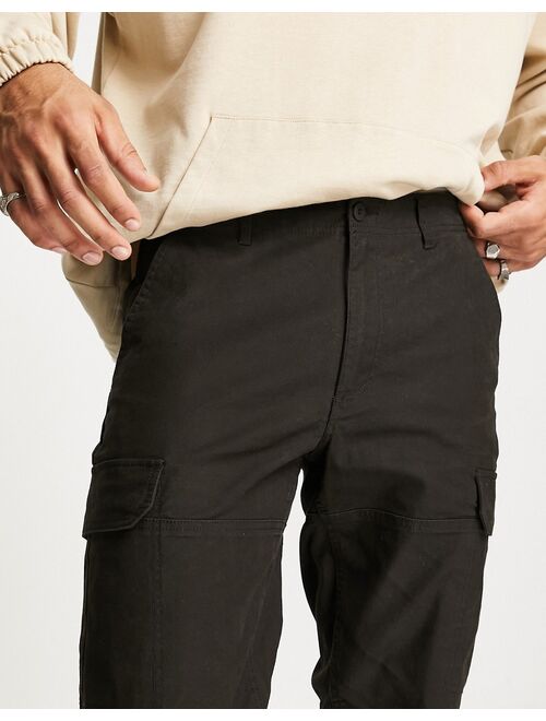 Topman skinny washed cotton cargo in black