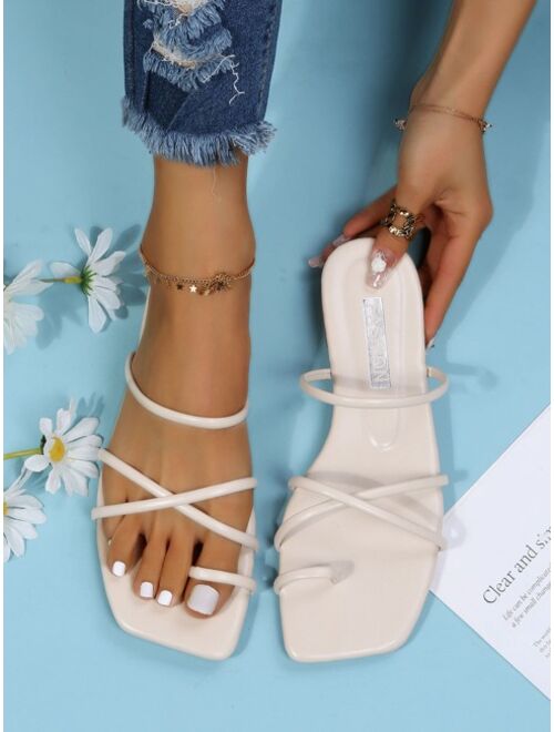 Shein Criss Cross Flat Thong Sandals