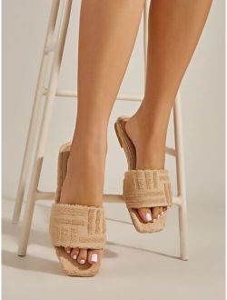 Solid Textured Slide Sandals
