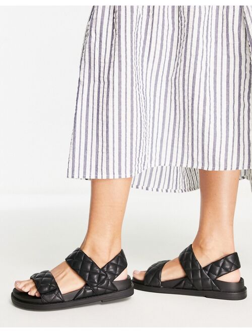 Monki vegan leather padded sandal in black