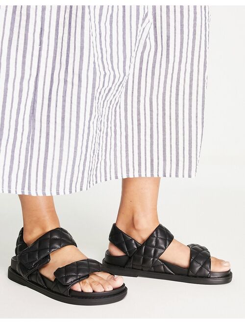 Monki vegan leather padded sandal in black