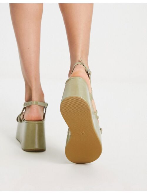 schuh Samantha chunky flatform strappy sandals in sage green