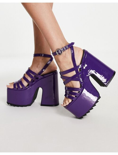 Lamoda strappy chunky platform heel sandal in purple