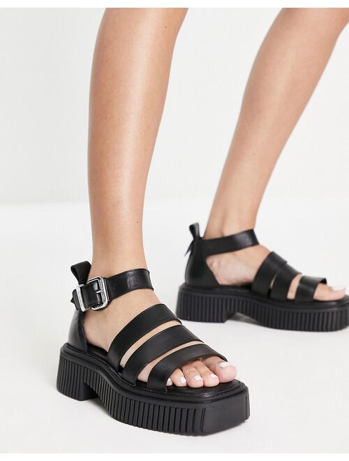 ASRA Pixie leather chunky sandals in black