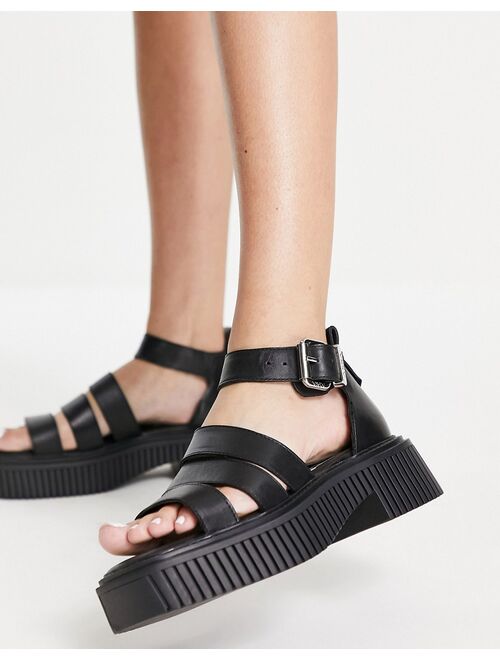 ASRA Pixie leather chunky sandals in black