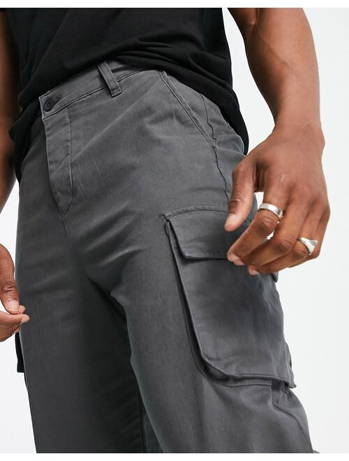 ASOS DESIGN relaxed cargo pants in washed black