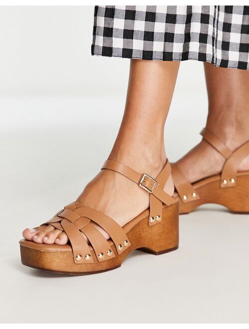 RAID Deeana clog heeled sandals in tan