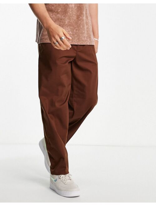 New Look oversized fit pleated smart pants in brown