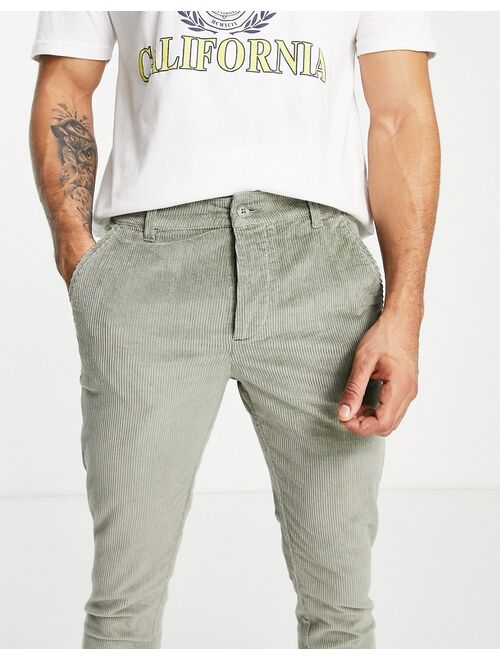 ASOS DESIGN skinny stretch cord pants in khaki