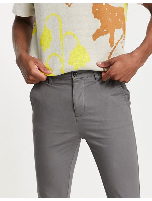 ASOS DESIGN extreme super skinny chinos in charcoal