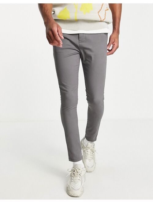 ASOS DESIGN extreme super skinny chinos in charcoal