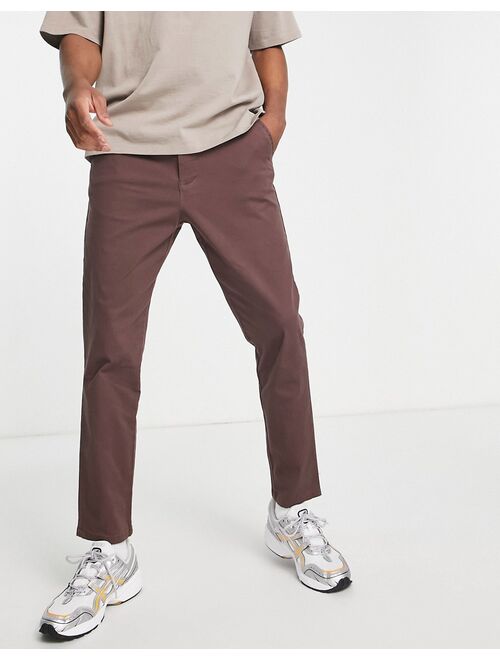 ASOS DESIGN tapered fit chinos in dark brown