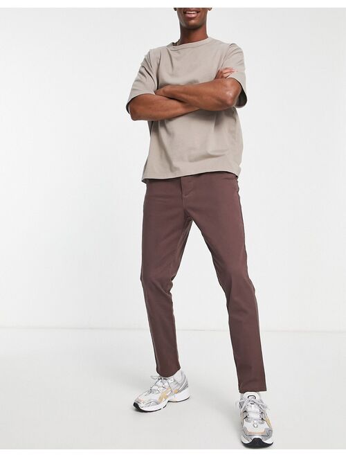 ASOS DESIGN tapered fit chinos in dark brown