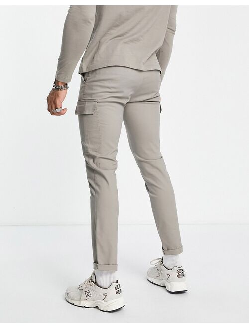 ASOS DESIGN skinny cargo pants in dark beige