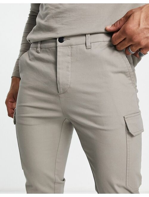 ASOS DESIGN skinny cargo pants in dark beige