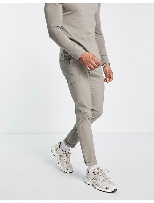 ASOS DESIGN skinny cargo pants in dark beige