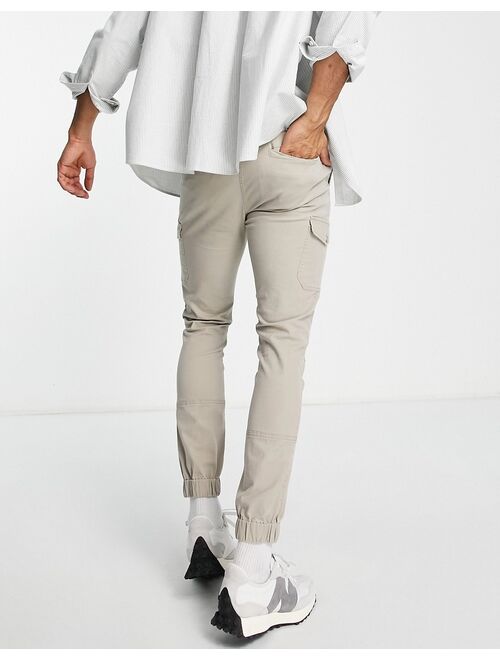 ASOS DESIGN ASOS Dark Future skinny cargo pants in washed beige with lanyard