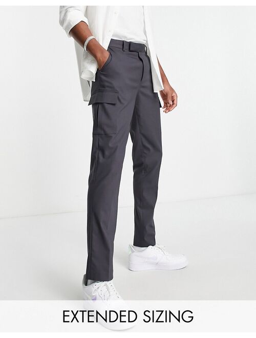 ASOS DESIGN skinny smart cargo pants in charcoal