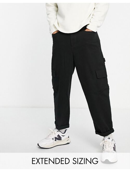 ASOS DESIGN cargo wide leg pants in black