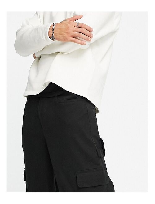 ASOS DESIGN cargo wide leg pants in black