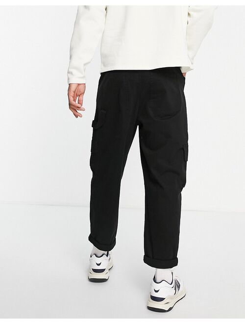 ASOS DESIGN cargo wide leg pants in black